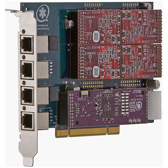 Carte analogique modulaire à 4 ports FXO/FXS ,PCI  avec option Anti-Echo